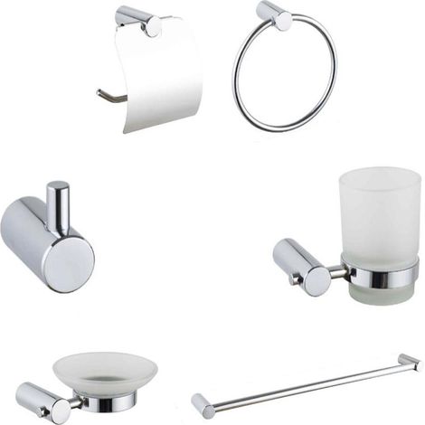 KIT COMPLET 6 ACCESSOIRES DE SALLE DE BAIN PORTE-SAVON WC CROCHET SERVIETTE 03908 (1/2)