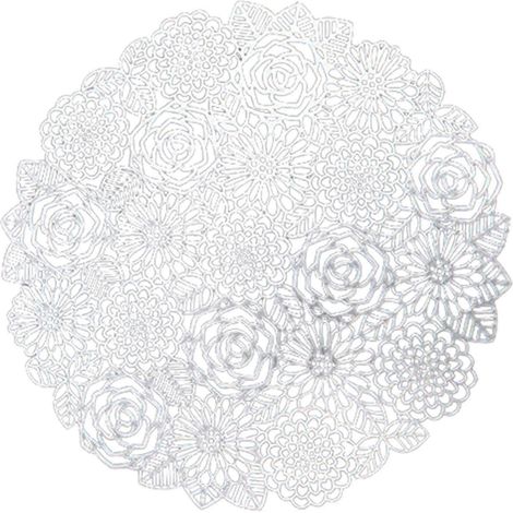Set mit 6 Tischsets für den Esstisch, ausgehöhlte Blumen-Metallic-Matten, für Bankett und Hochzeit (1/5)