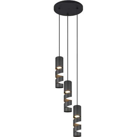 Suspension ronde moderne noire métal 3xGU10 Trio Stream (1/2)