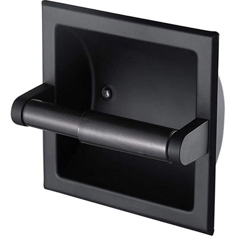 porta carta igienica nero opaco, dispenser di carta igienica da incasso per bagno, montaggio a parete con staffa di montaggio posteriore (1/4)
