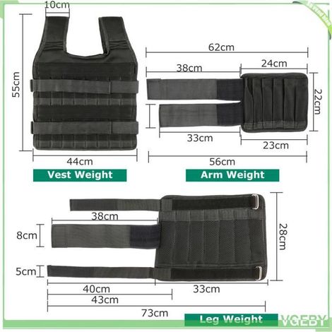Gilet lesté (ensemble) - FAFEICY - Réglable 15/35 kg - Tissu maillé respirant - 32 pochettes - Bretelles rembourrées (1/5)