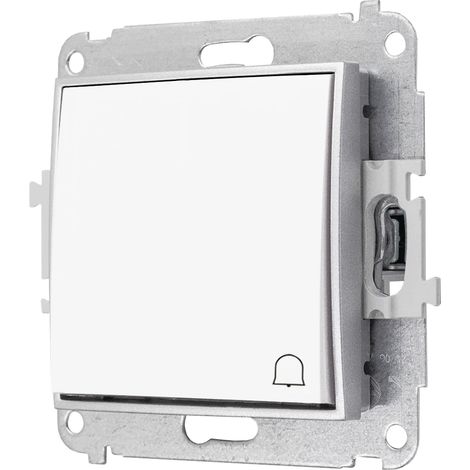 Klingelschalter ohne Rahmen Karlik Mini weiß/silber (1/4)