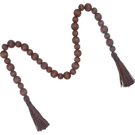 Guirlande de perles en bois pour décoration intérieure, lot de 2 pompons rétro