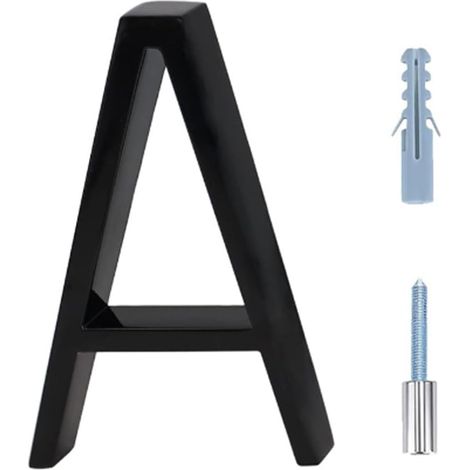 Lettre A - Panneau d'adresse en alliage de zinc noir résistant à la rouille - 12,7 cm - Numéros de maison flottants faciles à lire pour une utilisation en extérieur (1/4)