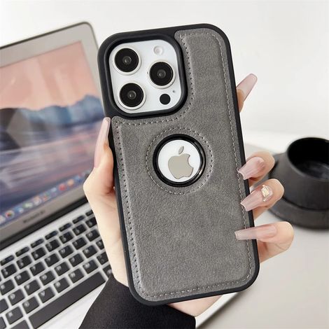Étui de téléphone professionnel en cuir PU pour iPhone (iPhone 11, gris), fabriqué en cuir de vachette, résistant aux chocs (1/4)
