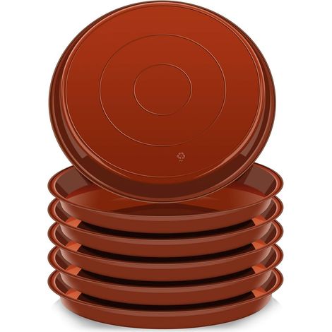 Lot de 6 soucoupes en plastique pour plantes d'intérieur et d'extérieur - 30 cm - Noir (1/5)