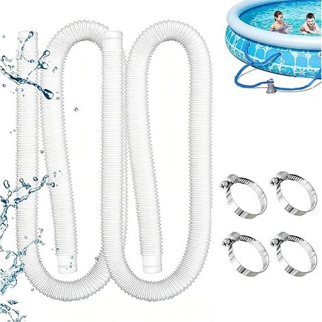 Tuyau piscine 32mm,2 Pièces Tuyau de Rechange pour Piscine,100cm Tuyau Aspirateur Piscine avec 4 Colliers,Tuyau pour Piscine Hors Sol pour Piscines Hors Sol,Pompes de Filtration et Aquariums(Blanc) (1/5)