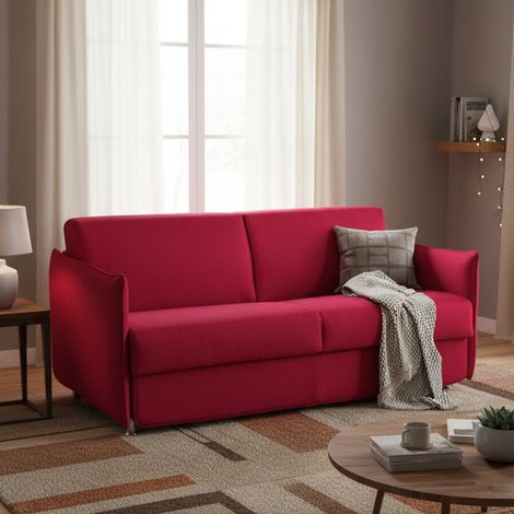 Zweisitzer-Schlafsofa Verceia, abziehbar, mit Stauraum, Made in Italy, Klappöffnung, 160x95 cm, Rot (1/5)