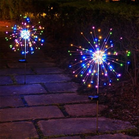 Lot de 2 guirlandes lumineuses de Noël extérieures, 200 LED, effet feu d'artifice, à piles, avec télécommande, pour décorer arbres, terrasse ou gazebo. (1/5)