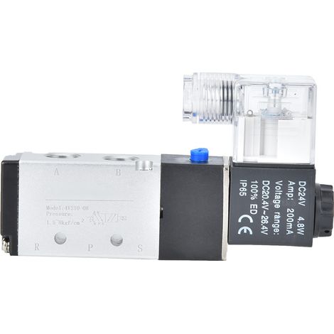Électrovanne 4V210-08, 2 positions 5 voies, corps en aluminium, AC220V DC24V, sortie type 2, adaptée pour systèmes pneumatiques. (1/5)