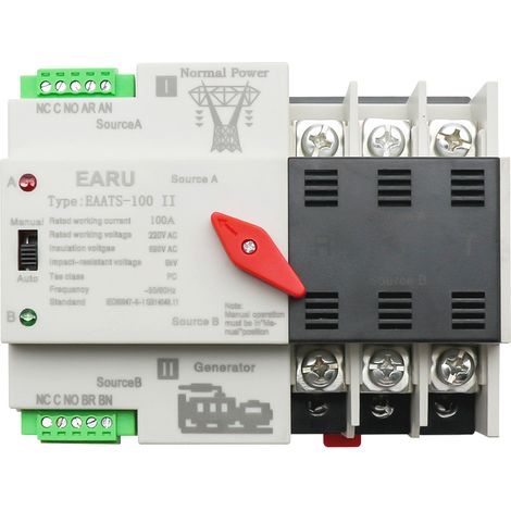 Interruptor de transferencia automática compacto, selector eléctrico, interruptor de doble alimentación, interruptor de transferencia de alimentación doméstica tipo riel solar. (1/5)