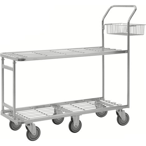 Kongamek großer Einkaufswagen 1320x430x1120mm mit 2 Böden und 400kg Tragkraft Gummi Ø125mm