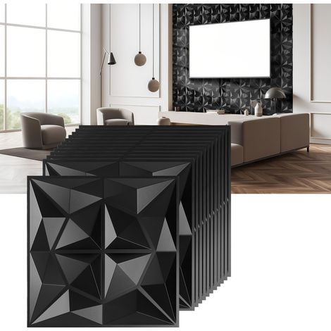 TolleTour Paneles 3D Diamante Negro 50×50 cm PVC – Gran formato para pared moderna (1/5)