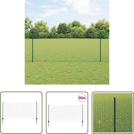 Gartenzaun - Zaun mit Pfosten Grün 1 x 50 m Stahl und PVC (1/5)