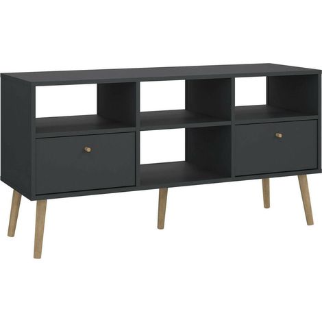 Meuble TV Conte, 2 tiroirs, 4 étagères, 39.1x117.2x60.8h cm Gris (1/5)