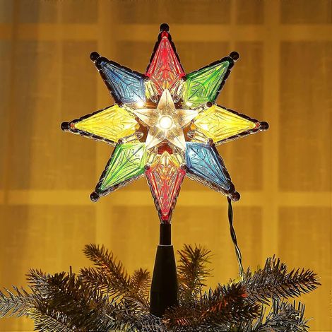 Étoile de Noël pour sapin. Décoration lumineuse double face de 20 cm. (1/5)