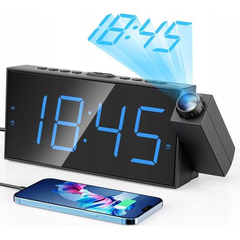 Despertador con proyección de alta potencia Mesqool, pantalla digital de 7 pulgadas y regulador de intensidad. (1/5)