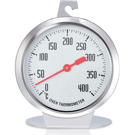 Thermomètre de four, thermomètre à grill en acier inoxydable 0 à 400 °C, cadran en acier inoxydable, indicateur de température de cuisson pour viande, grillades, gâteaux