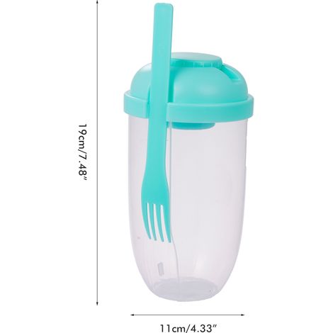 Saladier frais avec récipient à vinaigrette et fourchette, bouteille de conservation alimentaire portable en plastique pour pique-nique (1/5)