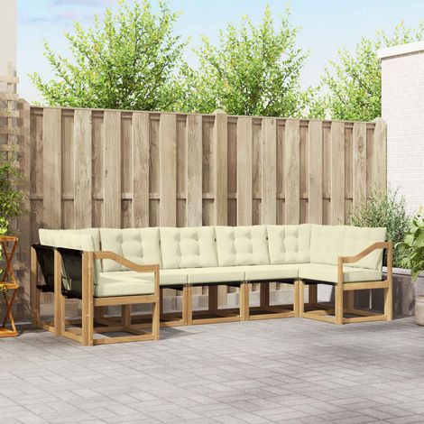 vidaXL Outdoor-Sofagarnitur mit Kissen 7 pcs Weiß und Creme (1/5)