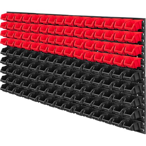 KADAX Werkstattwandregal, Wandplatten, 156 x 78 cm, Rot und Schwarz, 135 tlg.