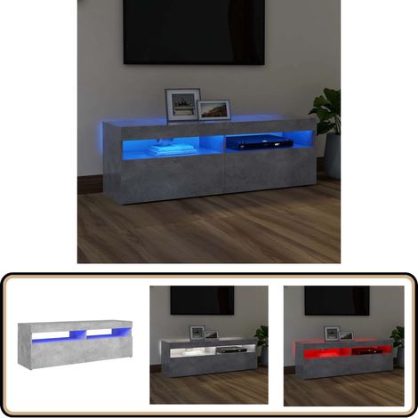 Meuble TV avec lumières LED gris béton 120x35x40 cm - Meuble Tv - Meuble Téléviseur - Armoire Tv - Télévision Led - Éclairage Led