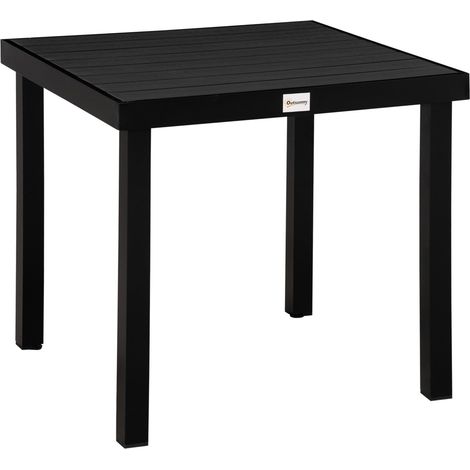 Mesa De Jardín 4 Personas Mesa De Comedor Compacta Mesa De Aluminio De Fácil Cuidado Muebles De Jardín Plástico Negro 80X80X74Cm