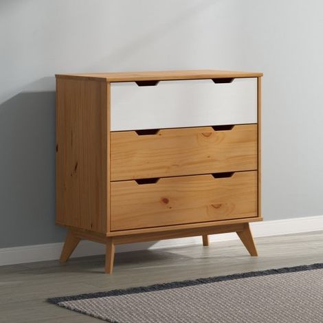 Commode en Bois Naturel - 80x40x79 cm : Élégance et Praticité (1/5)