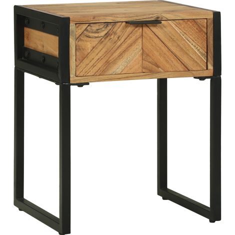 Nachttisch Braun 40 x 35 x 50 cm Massivholz Akazie und Metall