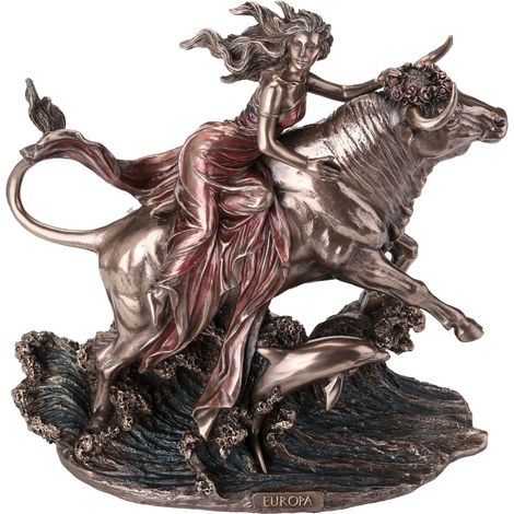Klassische Bronzefigur „Entrückung Europas“, Kunstharz, 23 cm x 12 cm x 24 cm