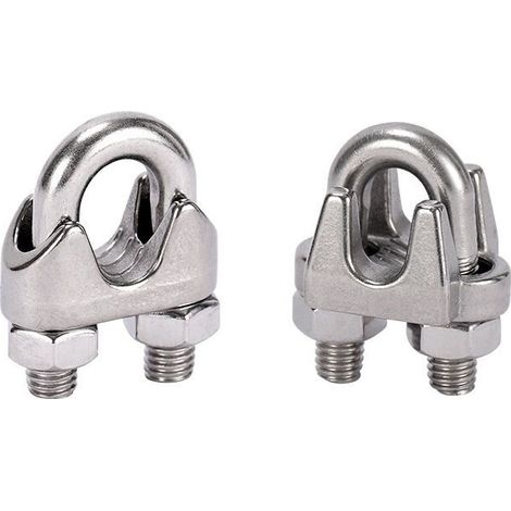 10 Pcs Pince de Câble Métallique Serre Cable Acier Inox Serre-Câbles Étrier M4,argent,2.3cm (1/3)