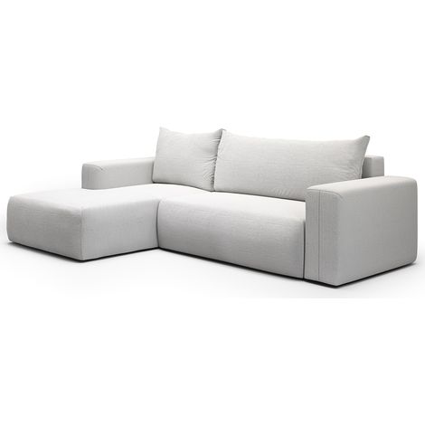 Ecksofa, links umwandelbar, 3-Sitzer, Truhe, Bliss Hellgrau