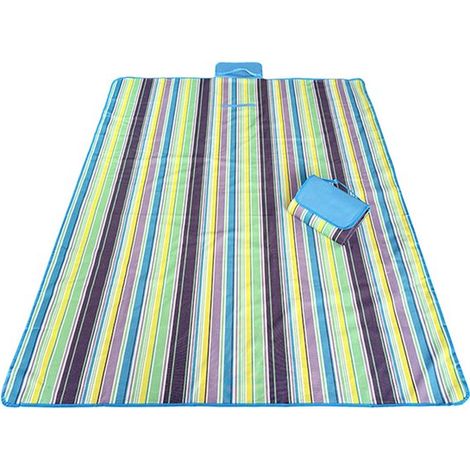 Manta de picnic extragrande de 200x200 cm, repelente al agua y duradera, con estampado de rayas. (1/5)
