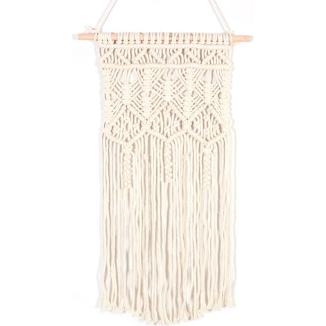 Tenture murale en macramé tissé 75cm x 35cm – Style bohème chic – Cordon en coton sans produits chimiques – Décoration intérieure moderne (1/5)