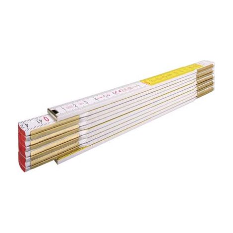 DOPPIOMETRO LEGNO 617 STABILA - BIANCO/GIALLO DECIMETRI ROSSI MT 2- 10 pezzi