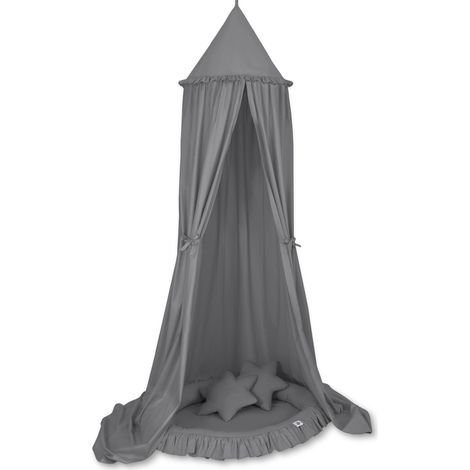 Set: baldacchino sospeso per la cameretta dei bambini, nido con volant, cuscini - antracite (1/5)