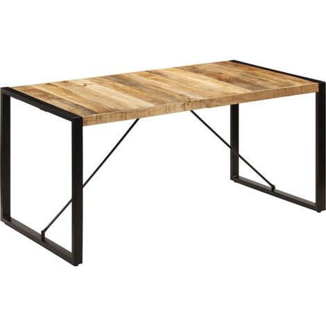 Table de salle à manger 160x80x75 Bois de manguier massif (1/5)