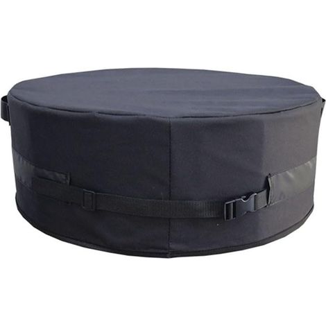 Housse de foyer réglable, tapis de protection de sol rond pour bassin de combustion de bois, tissu imperméable 600D, avec sangles noires, 518 pouces. (1/4)