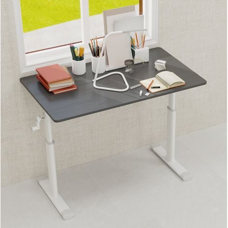 MEUBLIV Scrivania regolabile in altezza 100x60 cm grigio – a manovella, compatta (1/5)