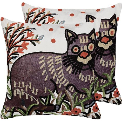 Dekokissen 2er Set PHUSRO Baumwolle 50 x 50 cm Bunt Tiermuster