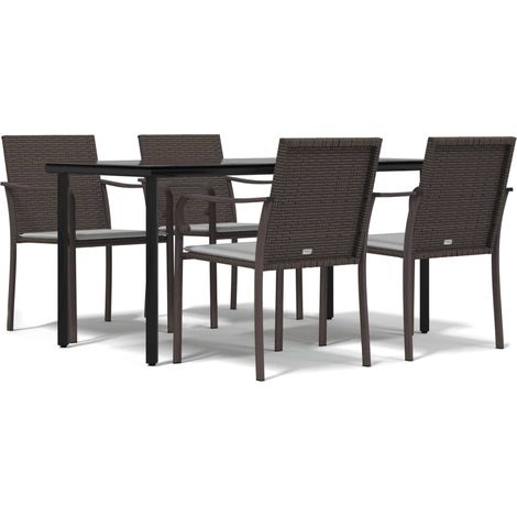 Ensemble à manger de jardin 5 pcs,Salon de jardin coussins résine tressée acier CFW45954 (1/5)