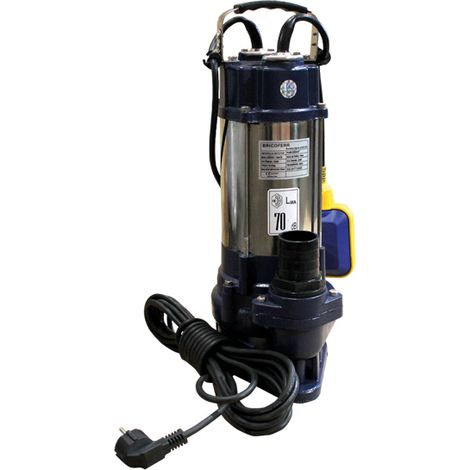 Bricoferr Pompe submersible pour eaux usées électrique 750W – 18 m³/h – Hauteur de refoulement 10 m – 2" – Corps inox (1/2)