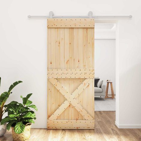 vidaXL Porte coulissante Naturel et Blanc 90 x 210 cm (1/5)