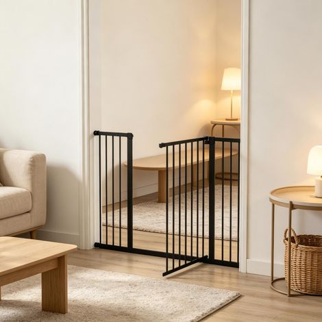 Barrière de sécurité pour animaux extensible, 107 x 4 x 76 cm, acier et plastique, noire DESVIAE (1/5)