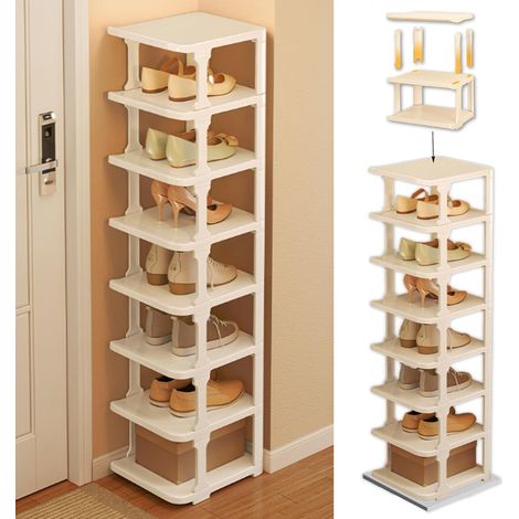 Zapatero estrecho, zapatero de plástico, zapatero vertical, zapatero vertical delgado, zapatero multifuncional, estante de almacenamiento para colgar sobre la puerta, se puede utilizar para guardar ju