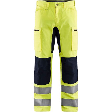 Pantalon de travail haute visibilité stretch artisan 1585 - Jaune fluo/Noir XS - FR(38) - SE(C44) - Longues