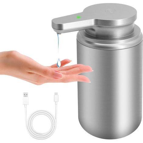 Automatischer Seifenspender (400 ml), Edelstahl, mit Sensor, Infrarot-Seifenspender, Bewegungssensor, USB-C-Ladeanschluss, elektrisch, für Küche und Bad