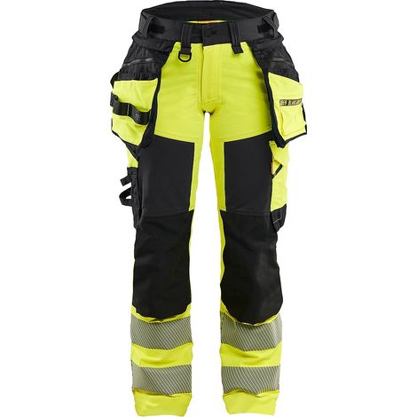 Pantalon de travail stretch 4D haute visibilité femme 7022 - Jaune/Noir L - FR(44) - SE(C42) - Courtes