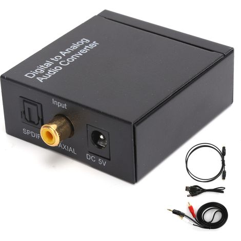 Adaptateur audio 3,5 mm, convertisseur numérique optique coaxial vers analogique RCA LR pour commutation audio domestique professionnelle (câble hôte USB, câble optique, câble audio)
