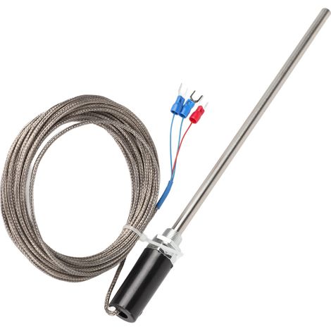 Sonde PT100 M12 en acier inoxydable, 200 mm de long, plage de mesure 0-400°C avec câble de 5 mètres (1/5)